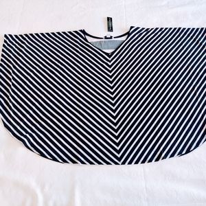 Susan Gravers Poncho Shirt Black and White Stripes